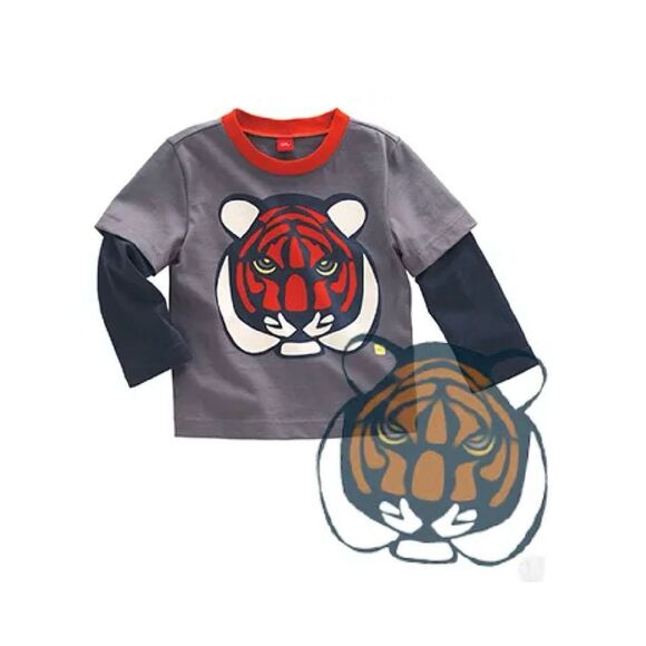3/$30 Tea Collection Infant 3-6 Months Tiger Double Decker Graphic Tee Baby Shir - Picture 1 of 4